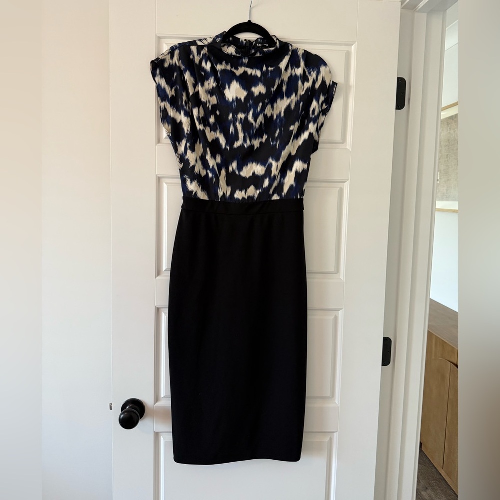 Express Black and Blue Midi Dress
